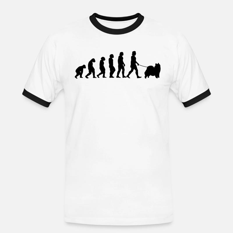 Eurasier Evolution Spitz Hund Geschenk - Männer Kontrast-T-Shirt - Weiß/Schwarz