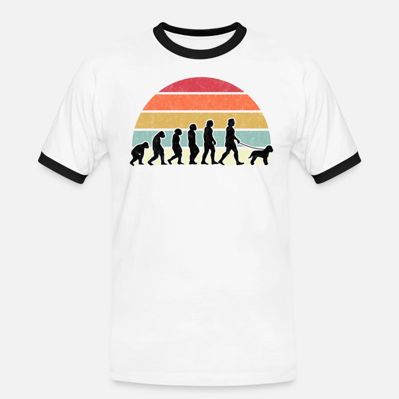 Lagotto Romagnolo Evolution Trüffelhund Geschenk - Männer Kontrast-T-Shirt - Weiß/Schwarz