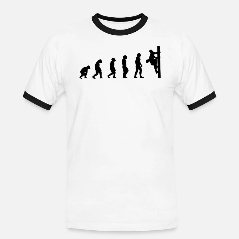 Netzelektriker Evolution Geschenk Elektriker - Männer Kontrast-T-Shirt - Weiß/Schwarz