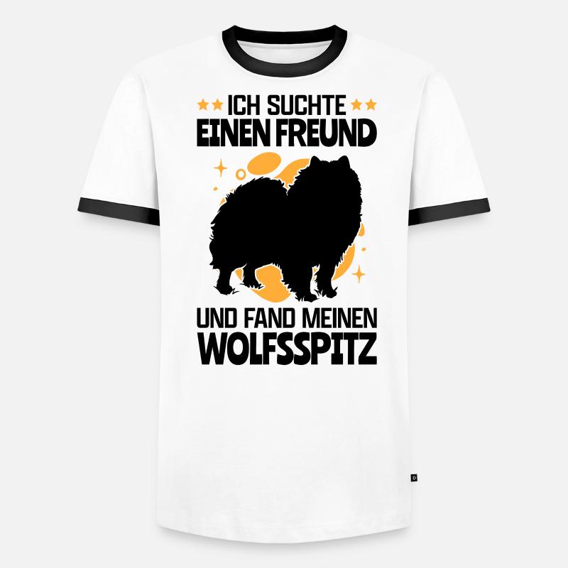 Suchte Wolfsspitz deutscher Spitz Keeshond - Männer Kontrast-T-Shirt - Weiß/Schwarz