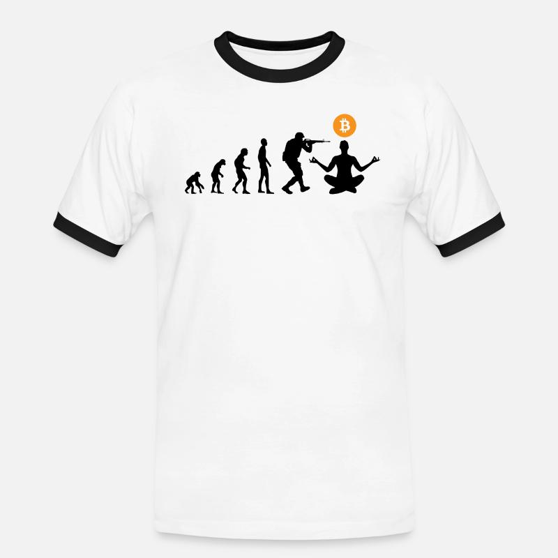Bitcoin evolution - Männer Kontrast-T-Shirt - Weiß/Schwarz
