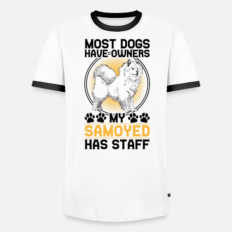 Samoyed has staff Samoyed Spitz - Men's Ringer Shirt - white/black