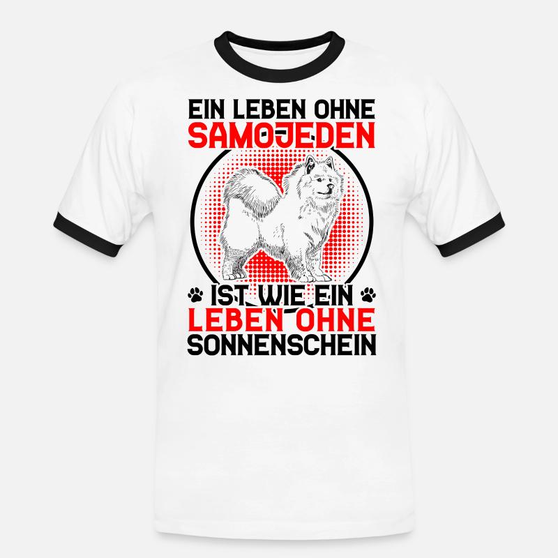 Leben ohne Samojede Samojedenspitz - Männer Kontrast-T-Shirt - Weiß/Schwarz