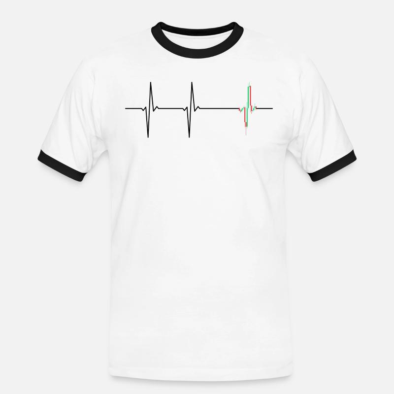 Trading EKG Trader Charttechnik Candlesticks - Männer Kontrast-T-Shirt - Weiß/Schwarz