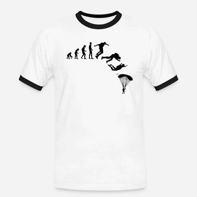 Fallschirm Evolution Gleitsprung Skydiving - Männer Kontrast-T-Shirt - Weiß/Schwarz
