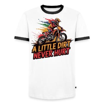 Motocross-Abenteuer beginnt Dreck gehört dazu - Männer Kontrast-T-Shirt - Weiß/Schwarz - Vorne - AI Model Female 172 light (172cm) & AI Model Male 178 dark (178cm)