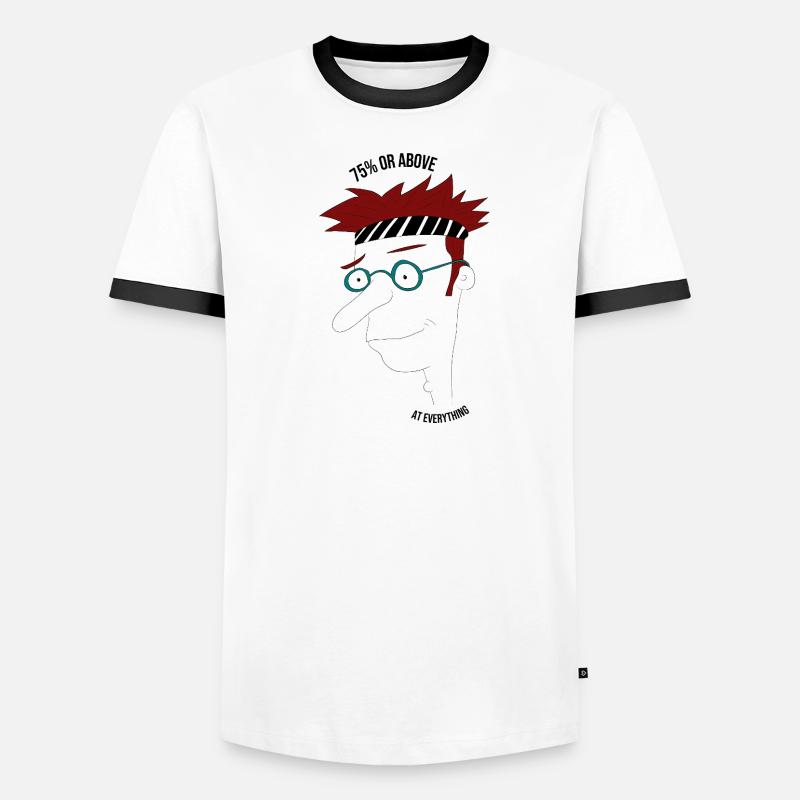 75 % oder mehr in allem, Mann - Männer Kontrast-T-Shirt - Weiß/Schwarz
