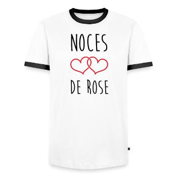 Noces de Rose 17 ans de mariage - T-shirt contrasté Homme - blanc/noir - Devant - AI Model Female 172 light (172cm) & AI Model Male 178 dark (178cm)