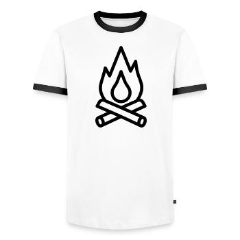 feu de camp - T-shirt contrasté Homme - blanc/noir - Devant - AI Model Female 172 light (172cm) & AI Model Male 178 dark (178cm)