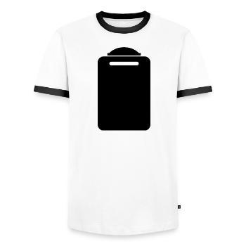 Chopping board - Men's Ringer Shirt - white/black - Front - AI Model Female 172 light (172cm) & AI Model Male 178 dark (178cm)