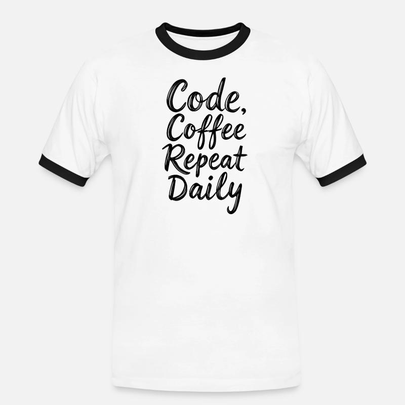 Code Sleep Debug Repeat Programmer Shirt - T-shirt contrasté Homme - blanc/noir