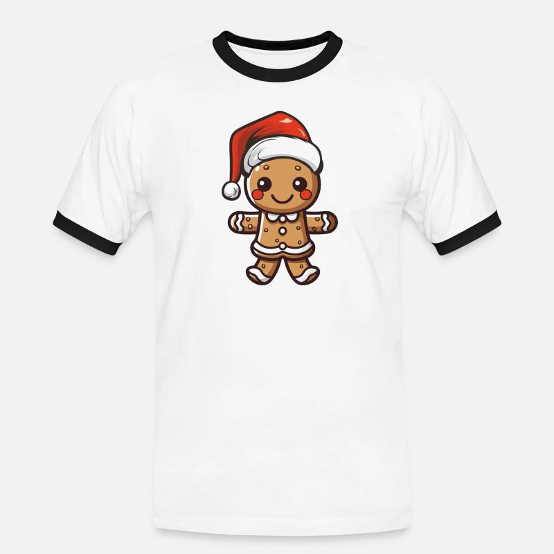 lebkuchenmann - Männer Kontrast-T-Shirt - Weiß/Schwarz