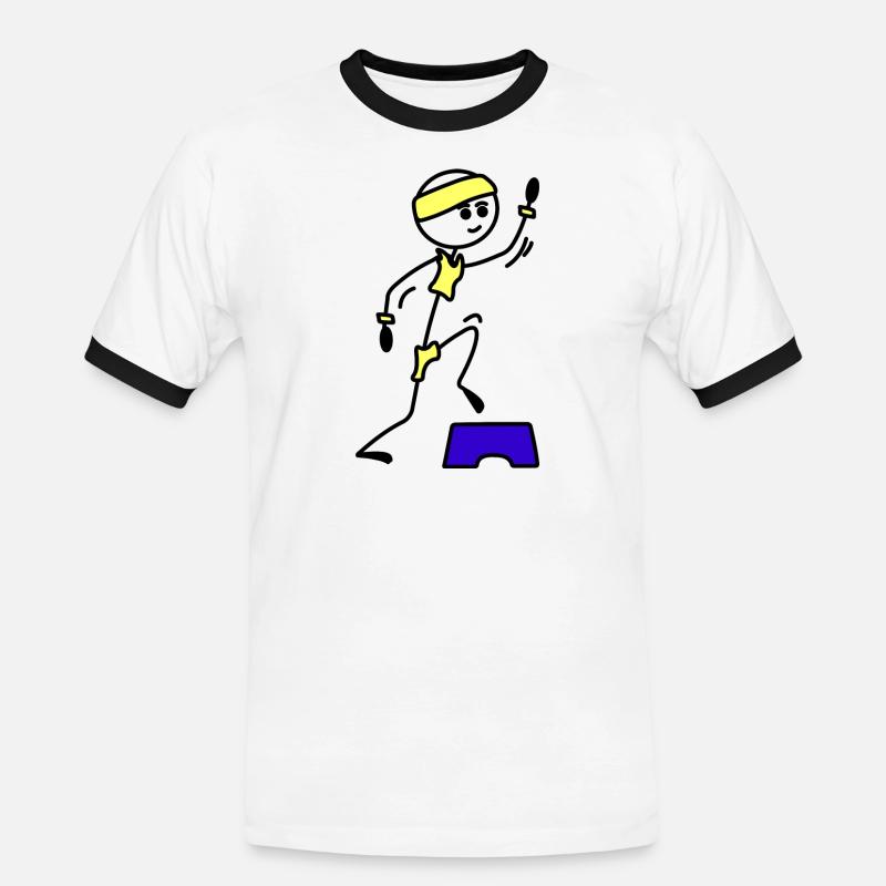 Schritte oder Aerobic Mädchen Trainingsübung - Männer Kontrast-T-Shirt - Weiß/Schwarz