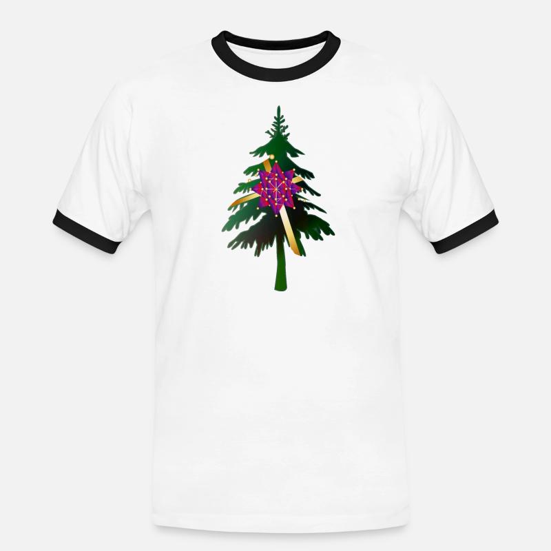 Christbaum oder Weihnachtsbaum & Geschenkschleife - Männer Kontrast-T-Shirt - Weiß/Schwarz