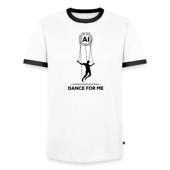 Künstliche Intelligenz Marionette Tanz Für Mich - Männer Kontrast-T-Shirt - Weiß/Schwarz - Vorne - AI Model Female 172 light (172cm) & AI Model Male 178 dark (178cm)