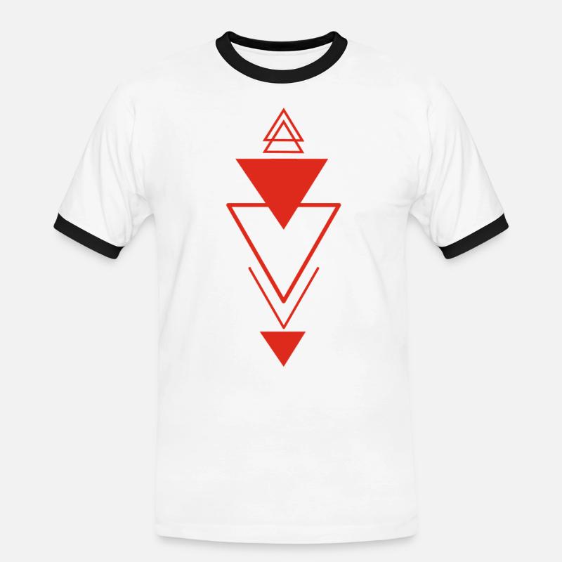 Triangular symbol (red) - Men's Ringer Shirt - white/black