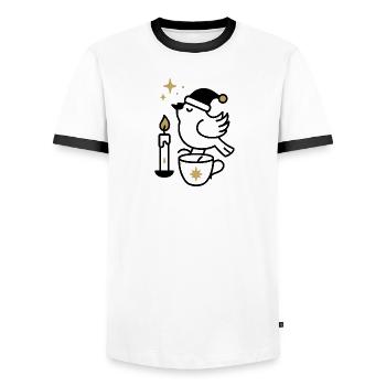 Golden Shooting Star Night - Men's Ringer Shirt - white/black - Front - AI Model Female 172 light (172cm) & AI Model Male 178 dark (178cm)