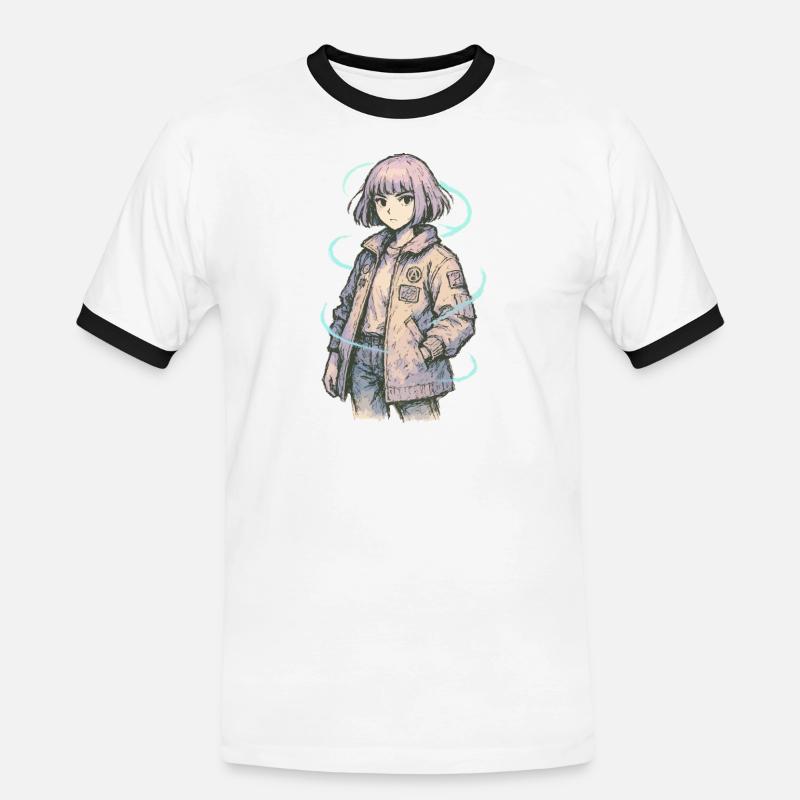 Neon Patch Bomber Mädchen - Männer Kontrast-T-Shirt - Weiß/Schwarz