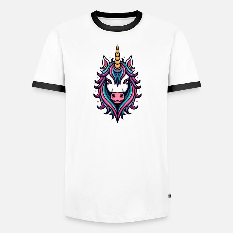 Wilde Einhorn Neon-Pracht - Männer Kontrast-T-Shirt - Weiß/Schwarz