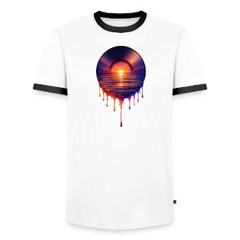 Dripping vinyl - Men's Ringer Shirt - white/black - Front - AI Model Female 172 light (172cm) & AI Model Male 178 dark (178cm)