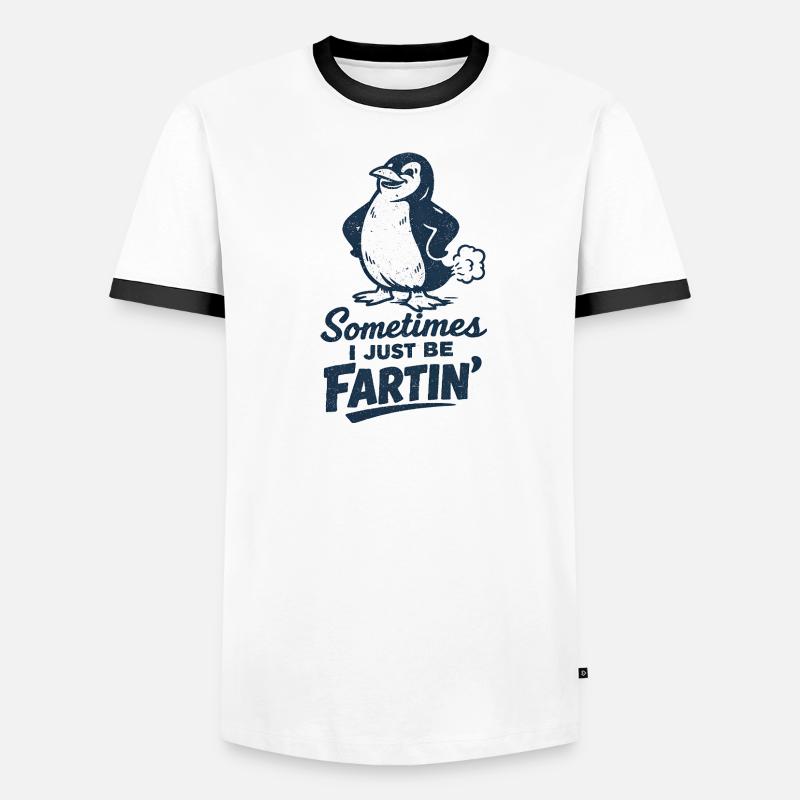 Nogle gange prutter jeg bare – pruttende pingvin - Herre kontrast-T-shirt - hvid/sort
