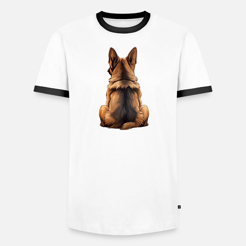 Deutscher Schäferhund - Männer Kontrast-T-Shirt - Weiß/Schwarz