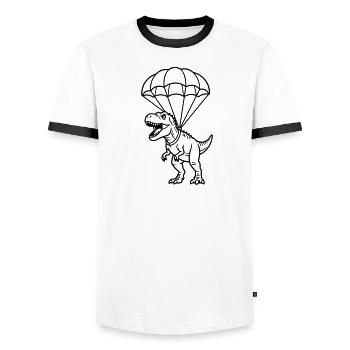 T Rex avec parachute - T-shirt contrasté Homme - blanc/noir - Devant - AI Model Female 172 light (172cm) & AI Model Male 178 dark (178cm)