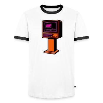 Rétro Future TV - T-shirt contrasté Homme - blanc/noir - Devant - AI Model Female 172 light (172cm) & AI Model Male 178 dark (178cm)