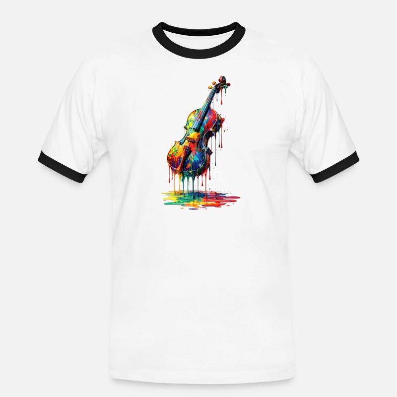 Violin with dripping paint - Men's Ringer Shirt - white/black