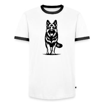 Berger allemand - T-shirt contrasté Homme - blanc/noir - Devant - AI Model Female 172 light (172cm) & AI Model Male 178 dark (178cm)
