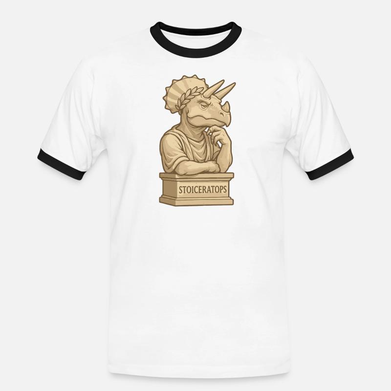 Stoiceratops - Männer Kontrast-T-Shirt - Weiß/Schwarz