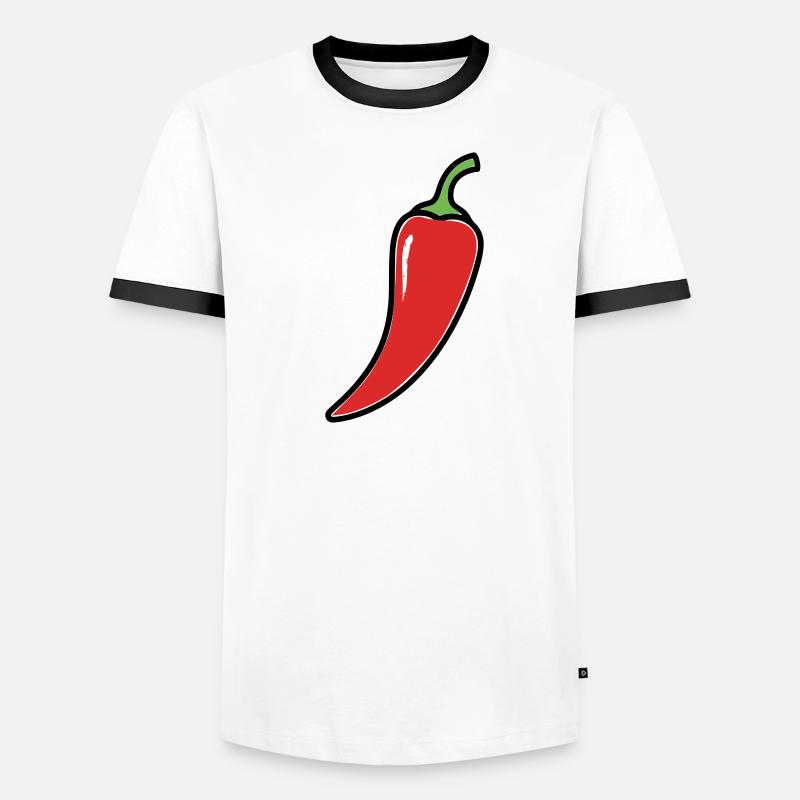Chili Schote Scharf Comic - Männer Kontrast-T-Shirt - Weiß/Schwarz