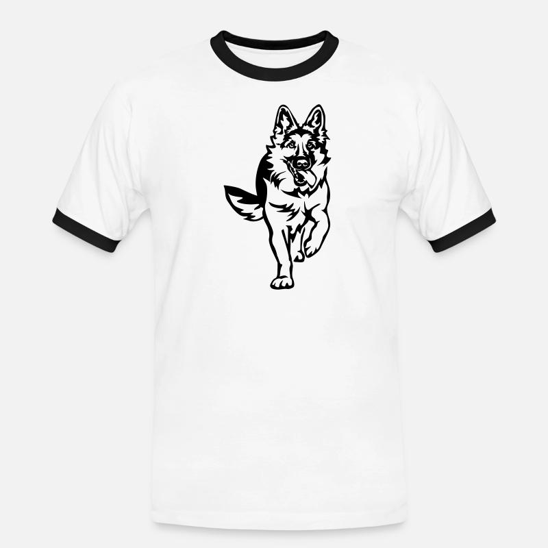 Deutscher Schäferhund - Männer Kontrast-T-Shirt - Weiß/Schwarz