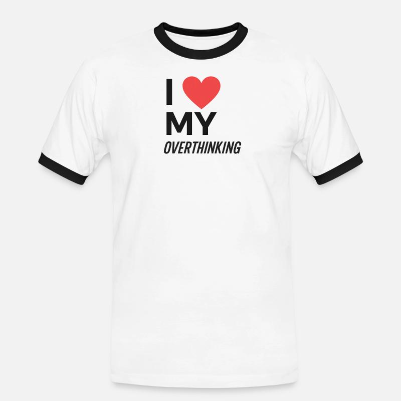 J’adore trop réfléchir - T-shirt contrasté Homme - blanc/noir