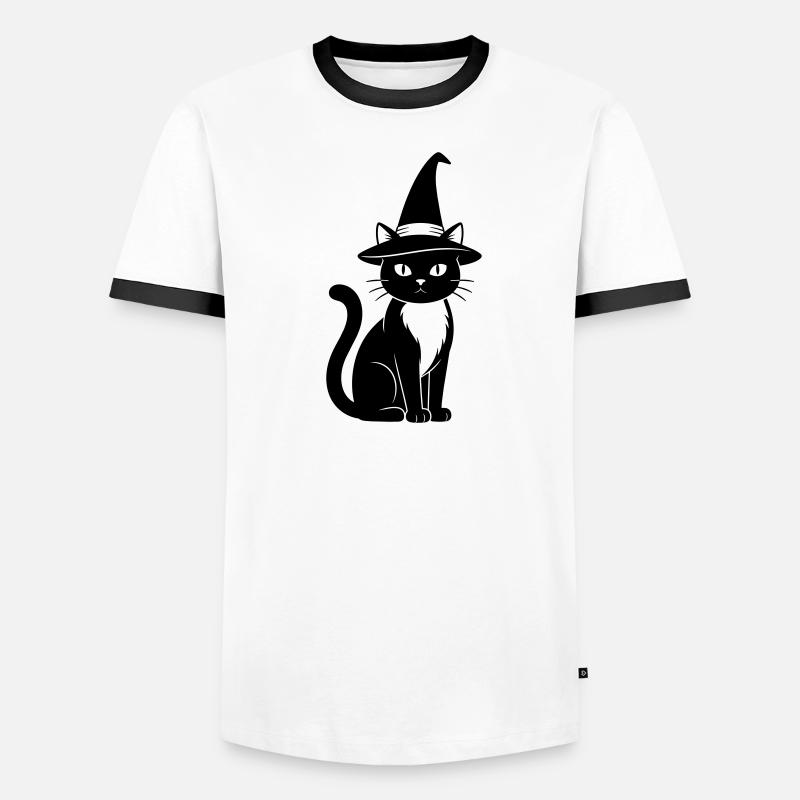 Hexenkatze - Männer Kontrast-T-Shirt - Weiß/Schwarz