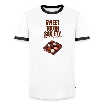 Sweet Tooth Society Cocoa Crew - Männer Kontrast-T-Shirt - Weiß/Schwarz - Vorne - AI Model Female 172 light (172cm) & AI Model Male 178 dark (178cm)