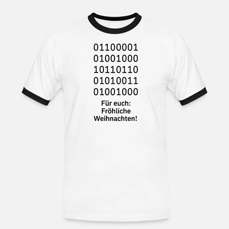 Binary Code Weihnachtszauber - Männer Kontrast-T-Shirt - Weiß/Schwarz