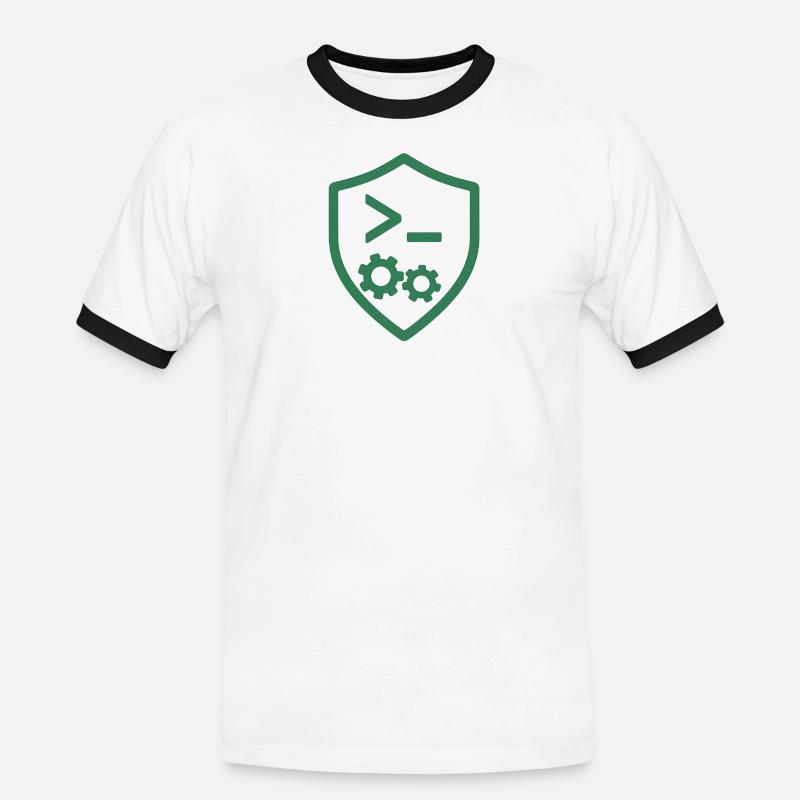 Code Schild mit Zahnrädern - Männer Kontrast-T-Shirt - Weiß/Schwarz