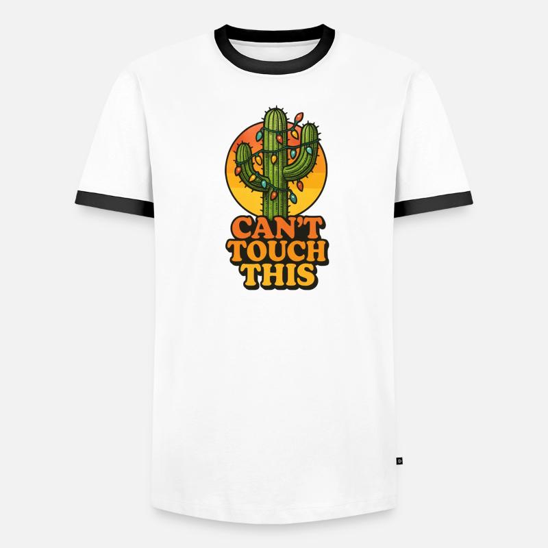 Weihnachtskaktus - Kann das nicht anfassen - Männer Kontrast-T-Shirt - Weiß/Schwarz