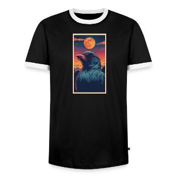 Krähen-Sonnenbrille und Sonnenuntergang - Männer Kontrast-T-Shirt - Schwarz/Weiß - Vorne - AI Model Female 172 light (172cm) & AI Model Male 178 light (178cm)