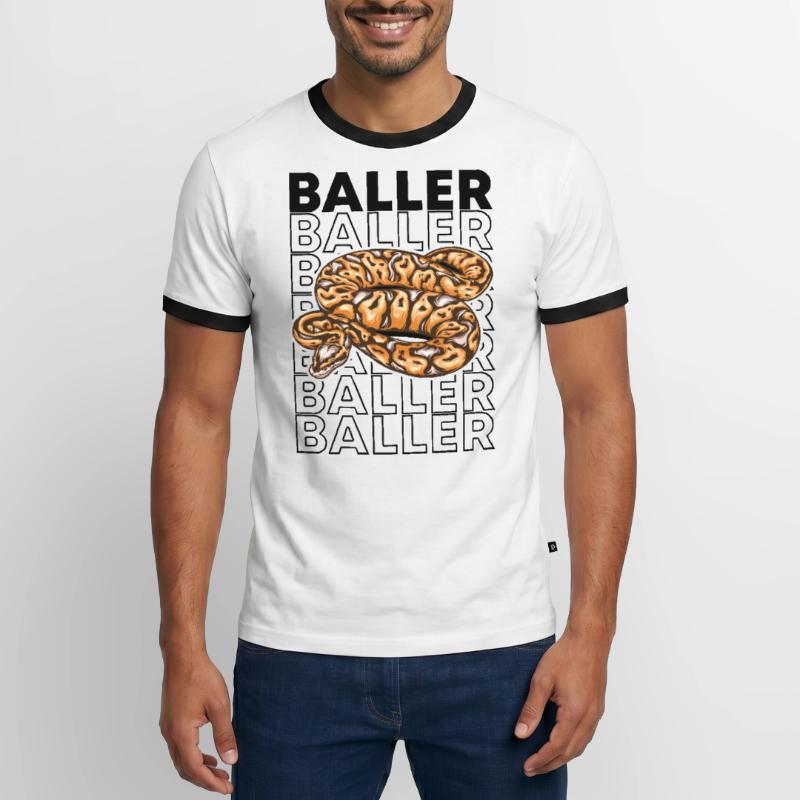 Ball Python 80's Style Baller Royal Python Snake T-shirt contrasté Homme