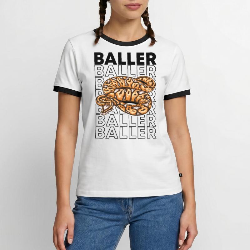 Ball Python 80's Style Baller Royal Python Snake T-shirt contrasté Homme