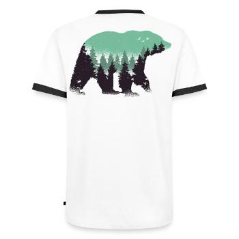 Bear Forest Nature - Men's Ringer Shirt - white/black - Back - AI Model Male 178 dark (178cm)