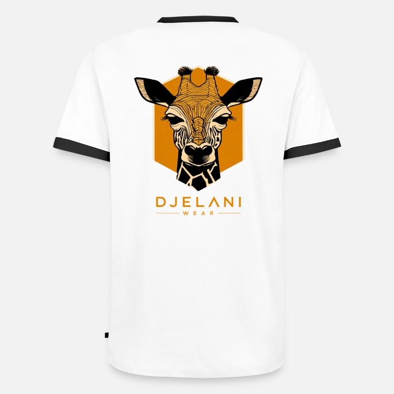 Geometrische Giraffe in Ocker - Männer Kontrast-T-Shirt - Weiß/Schwarz