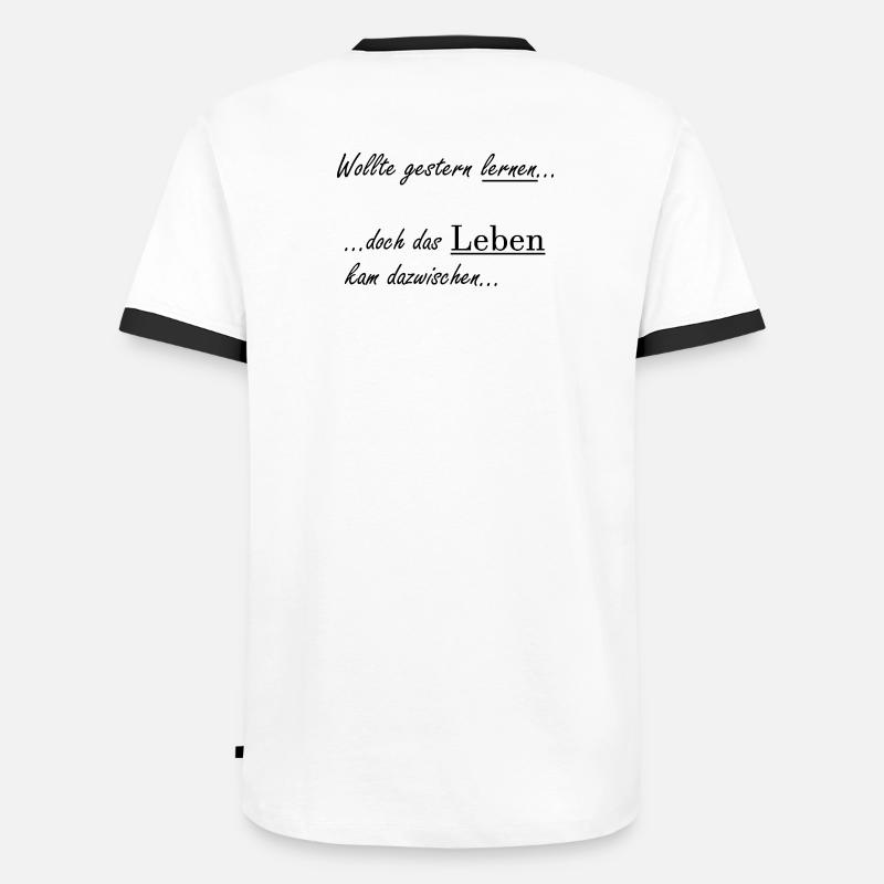 Unispruch "Wollte gestern lernen" Studenten - Männer Kontrast-T-Shirt - Weiß/Schwarz