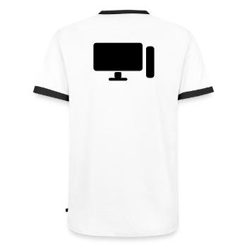 Minimal PC Setup Icon – Gamer Design - Männer Kontrast-T-Shirt - Weiß/Schwarz - Hinten - AI Model Male 178 dark (178cm)