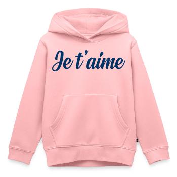 Je t'aime - Sweat Premium à capuche enfant bio - rose - Devant - AI Model Kid Female (0cm)