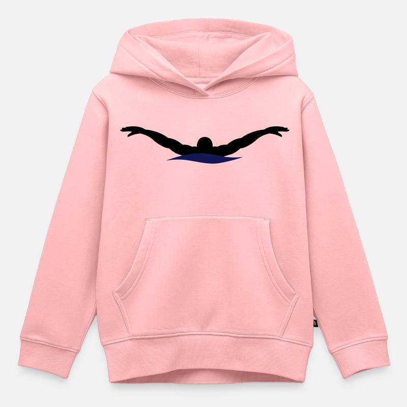 natation - Sweat Premium à capuche enfant bio - rose