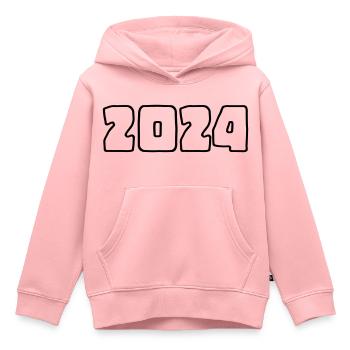 2024 - Jahr - Jahreswechsel - Kinder Premium Organic Hoodie - Rosa - Vorne - AI Model Kid Female (0cm)
