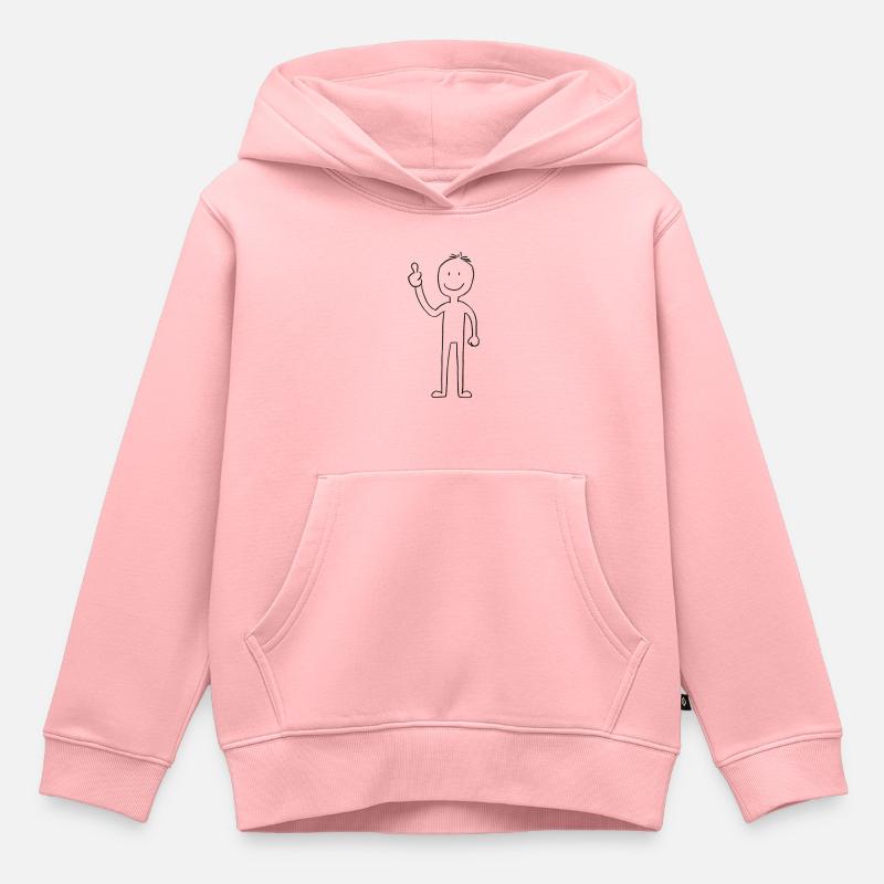 Figurine en bâton avec les pouces levés - Sweat Premium à capuche enfant bio - rose